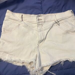 Express Cream Jean Shorts